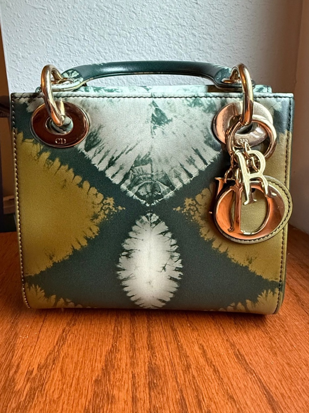 Christian Dior Mini Lady Dior Green Tie Dye Calfskin 2020 Crossbody Bag + Strap - Picture 3 of 16